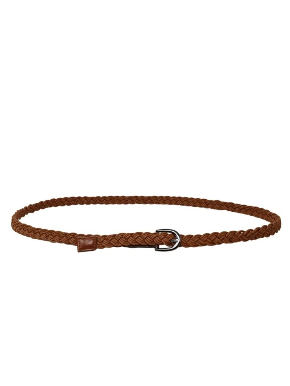 Braided Brown Belt Faux Leather Braided Cord One Size Women Casual Accessory #D5
